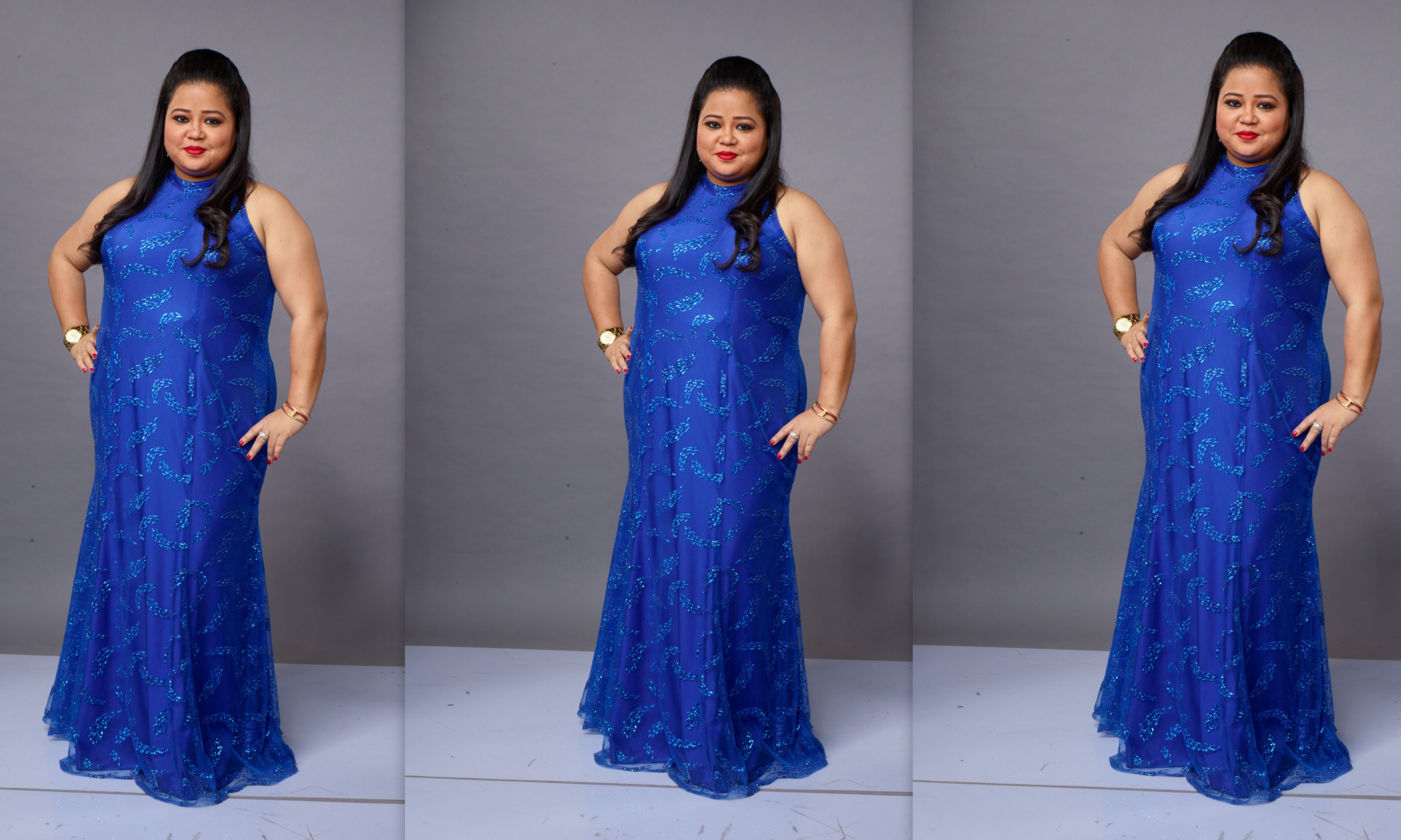 Paper Silk Sleeve Less Bharti Singh Gown for Party WJ65120