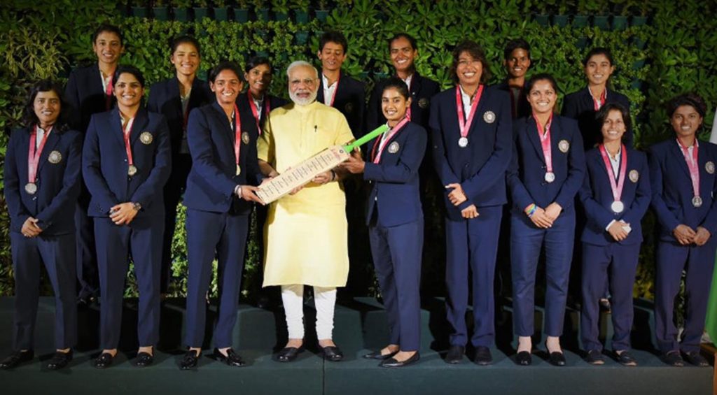 Indian women's cricket team with Prime Minister Narendra Modi