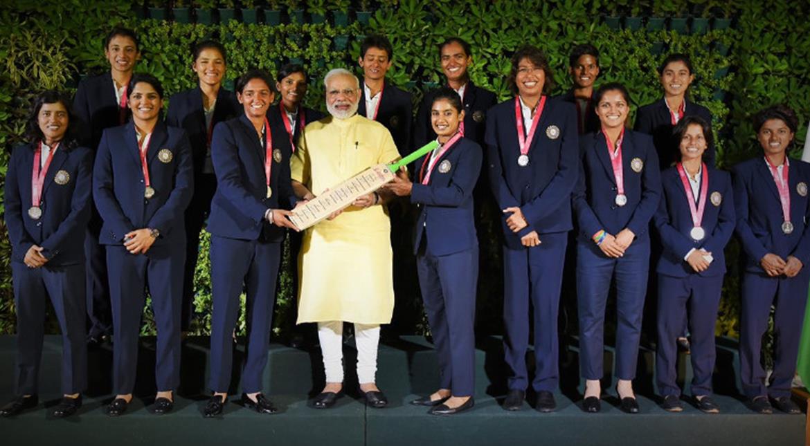 Indian women's cricket team with Prime Minister Narendra Modi