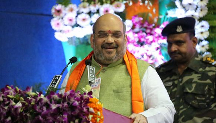 Amit shah is giving speech