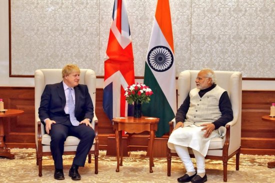 Boris Johnson with Narendra Modi