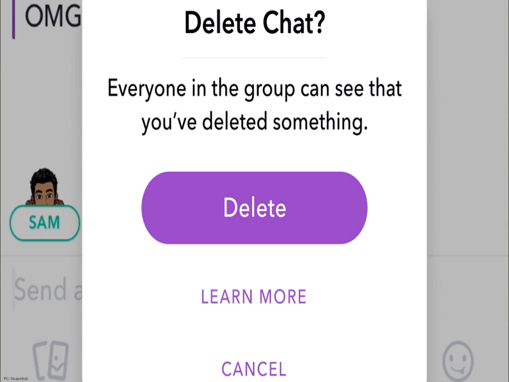 Snapchat introduces delete message and delete conversation option