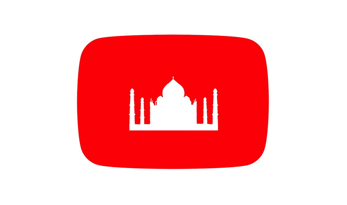 YouTube logo with Taj Mahal on it