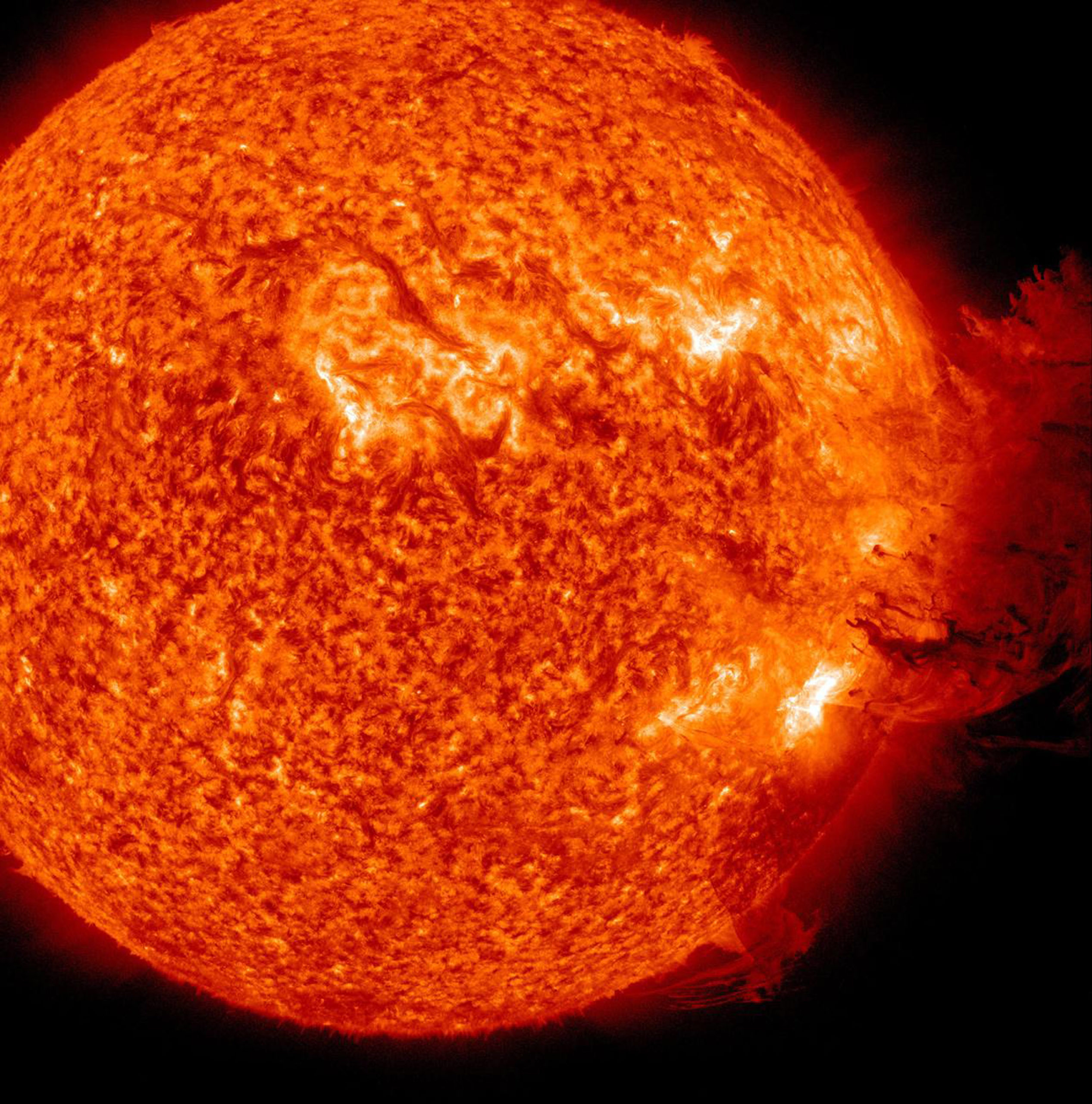 close view of a solar flare