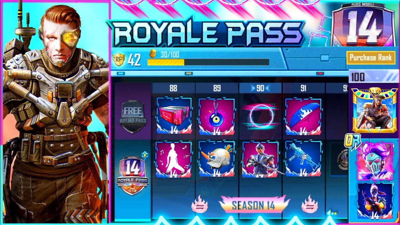 PUBG mobile season 14 royal pass rewards menu
