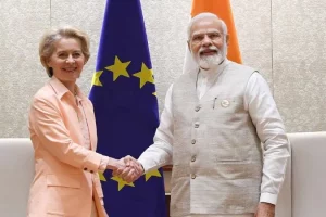 Prime Minister Narendra Modi and the President of the European Commission Ursula Von der Leyen , on Monday