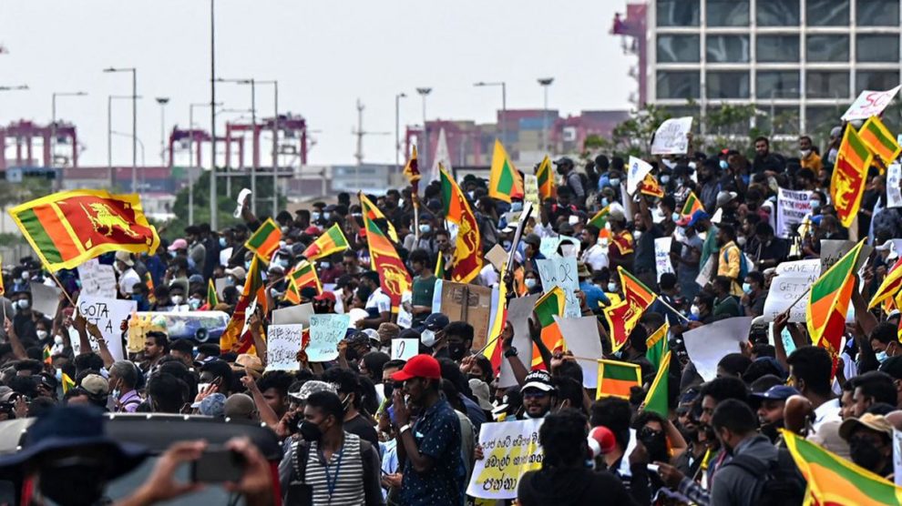 huge protest erupted on the streets on Colombo