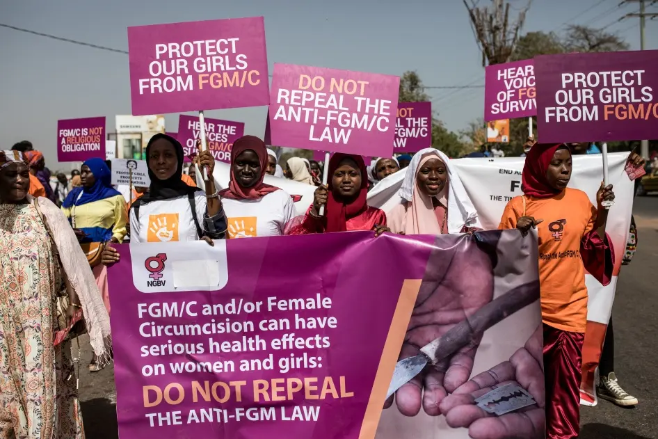 Demonstration against FGM. Image Credits: Muhamadou Bittaye/ AFP via Getty Images